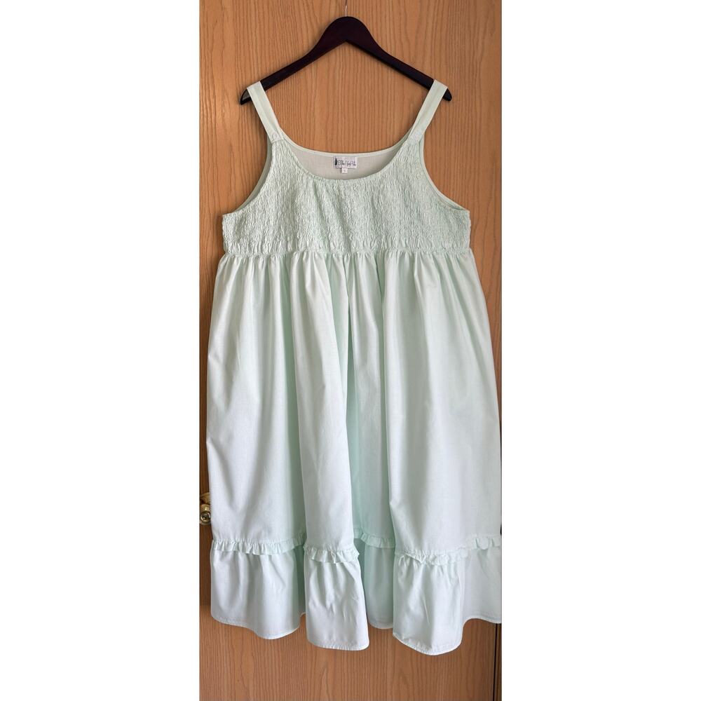 The 1 for U | SZ L | Sea Foam Green Smocked Cotton Nightgown Prairie Cottagecore